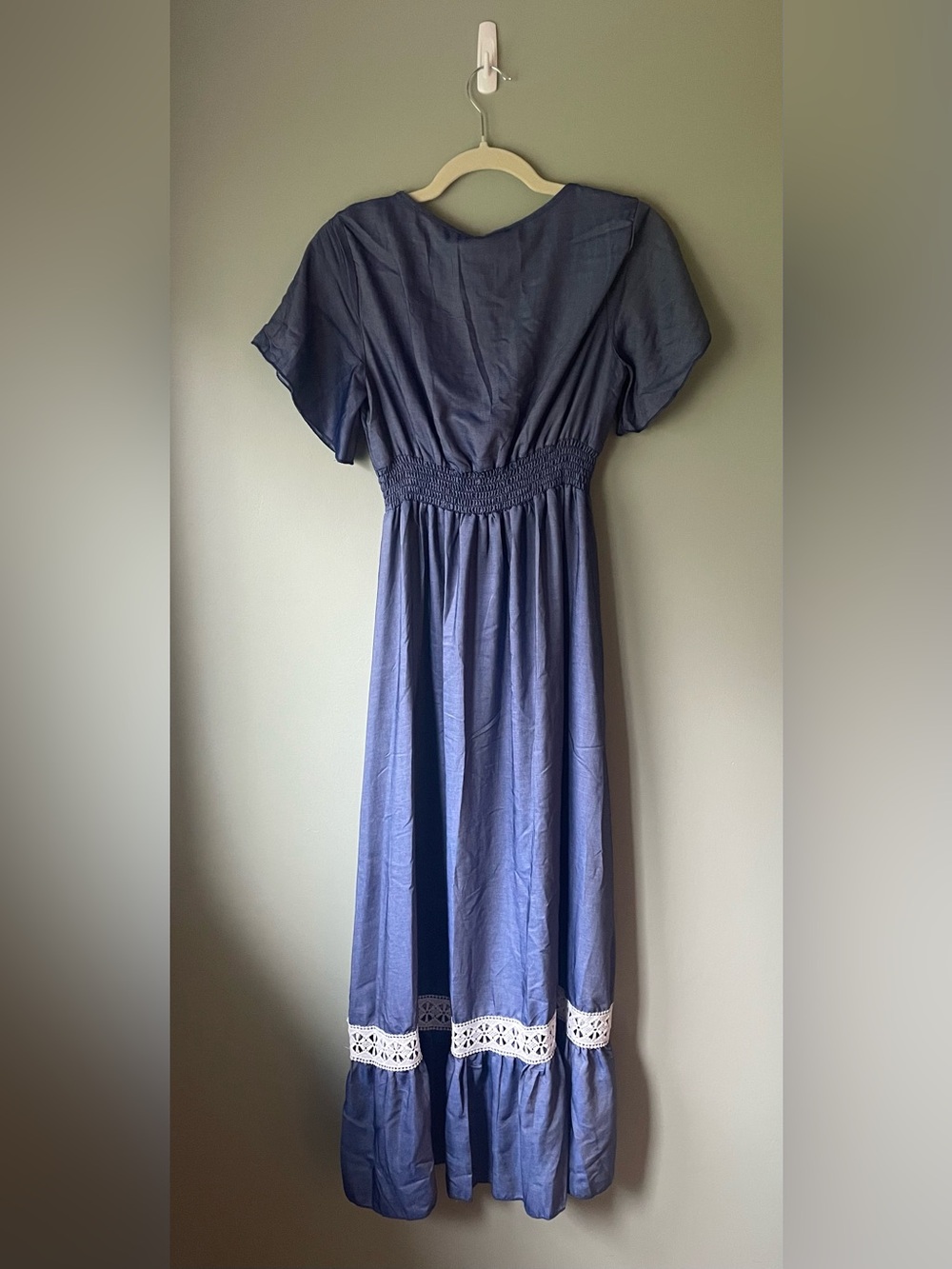 DBT Navy Blue Maxi Dress with White Crochet Trim - Picture 2 of 3
